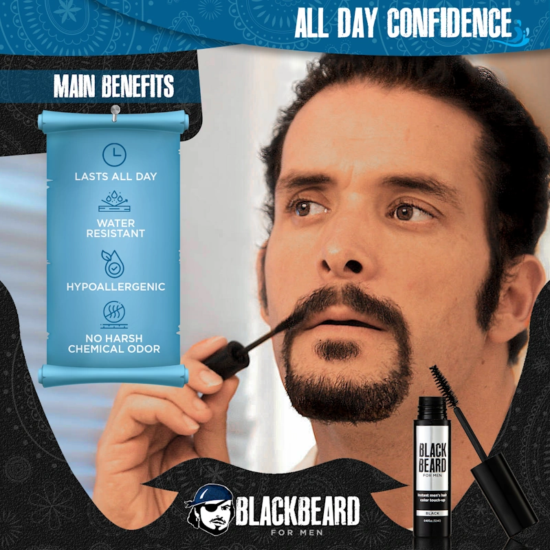 Blackbeard for men brush-on beard color benefits