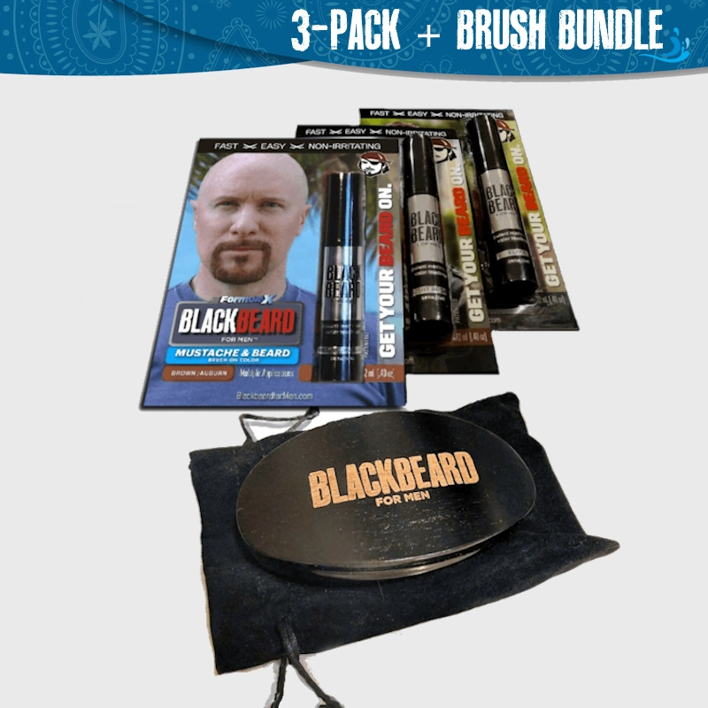 Blackbeard for Men 3-pack and Big Bad Beard Brush Bundle